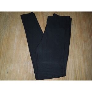 Indero Womens Black High Waisted Moto Leggings Ribbed Knee Size Small